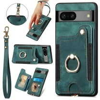 SaniMore for Google Pixel 6A Wallet Case, [RFID Blocking] Elastic Card Slot Vehicle Magnetic PU Leather Ring Holder & Lanyard Stand Money Pocket Protective Cover for Google Pixel 6A, Green