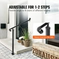 thumbnail image 5 of Outdoor Handrail for 2-3 Steps, Wrought Iron Stair Railing with Wall/Floor Mounting Kit (Black), 5 of 7
