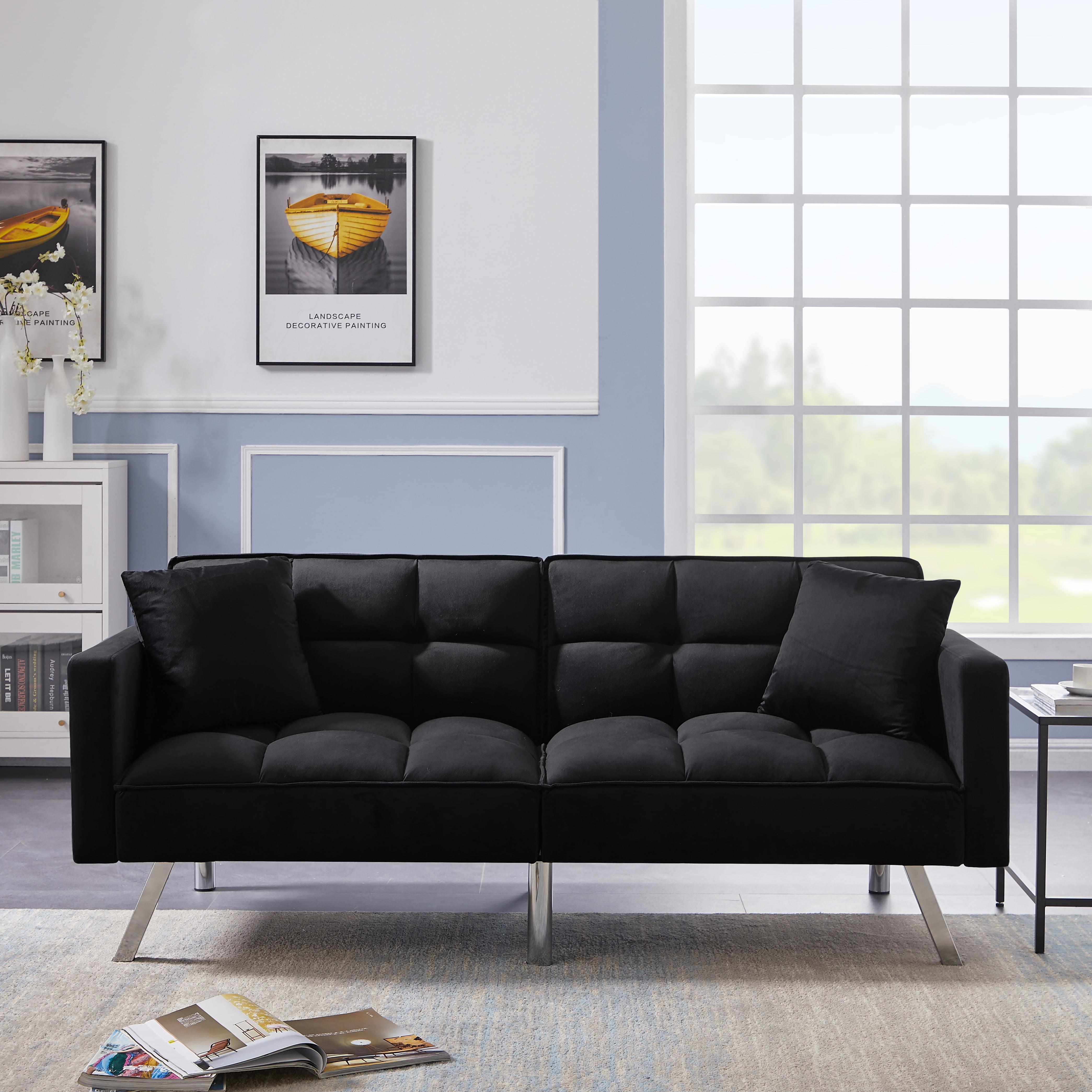 Adjustable Upholstered Square Arm Sofa with Buttonless Tufting, Loft ...