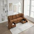 thumbnail image 4 of GVN Seat Couch with Freely Combinable 6-Seat and Chaise, Comfy Soft with U Shaped Oversized and Storage Ottoman for Home, Apartment, Office, Orange, 4 of 8