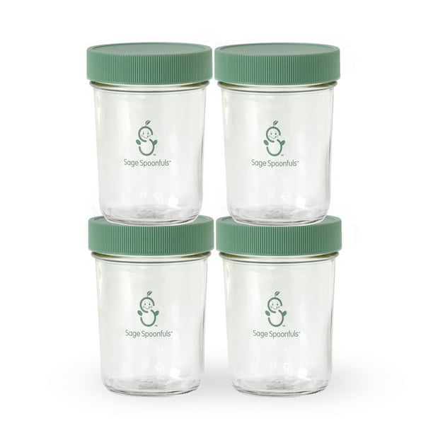 Sage Spoonfuls Glass Baby Food Storage Container, 8 oz, 4 pack
