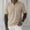 Khaki, variant on Men's Textured Grid Pattern Golf Shirt, V-Neck with Open Collar, Short Sleeve Casual Top for Everyday Navy S
