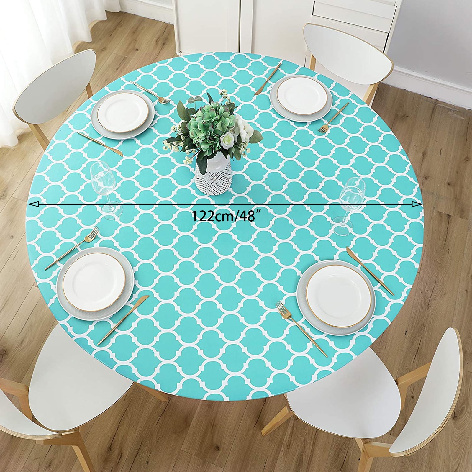 FITTED Vinyl Table Cover Pineapple Elasticized Round Oval/Oblong Backed 