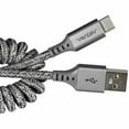 thumbnail image 2 of Ventev Charge/Sync Helix Coiled USB-C Cable 1ft Grey, 2 of 3