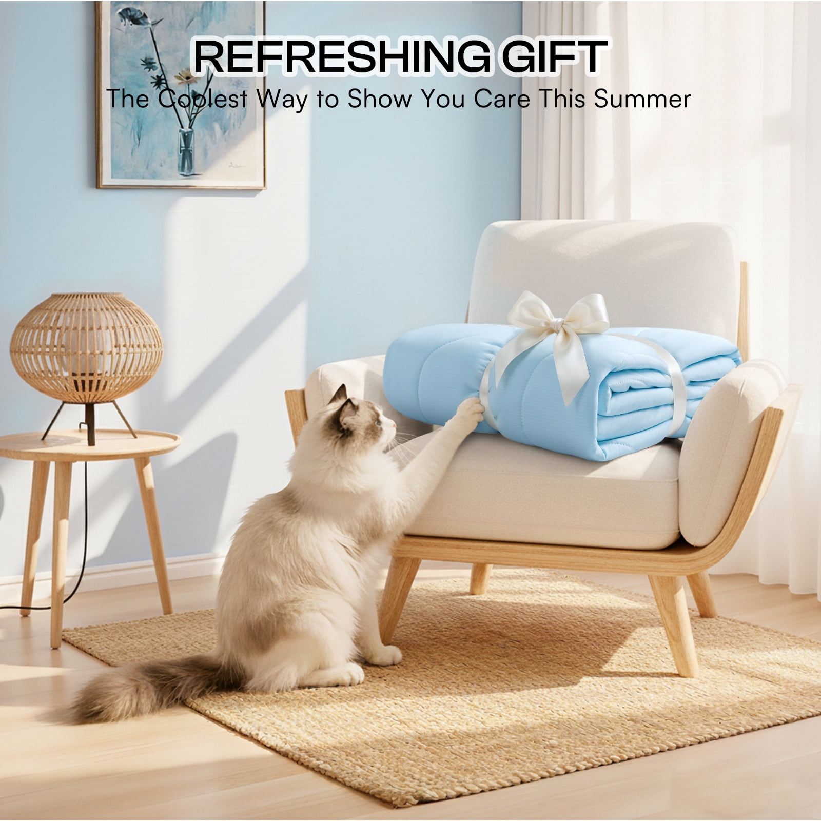 Luciphia Premium Cooling Dog Blanket Washable Q-MAX>0.5 Small Medium Large Pet Mat Puppy Cat Self-Cooling Soft Breathable Calming Throw for Sofa Crate Bed