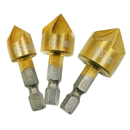 

UHGXA Faucets Kitchen Faucets 3 Pcs Flute Countersink Drill Bit Set Counter 12-19mm Sink Chamfer Cutter