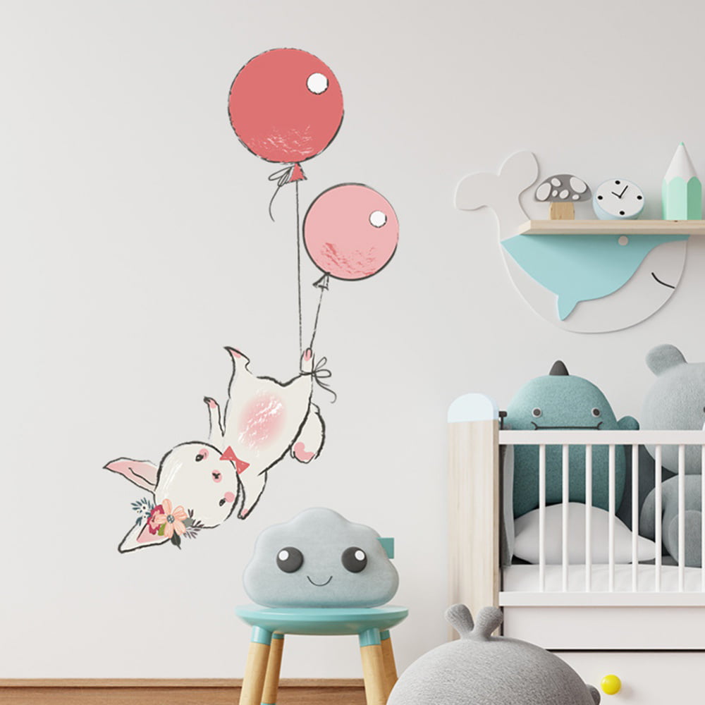 Details about   Wall Sticker with Bunny Balloon Design for Baby Kids Room Decoration Removable 
