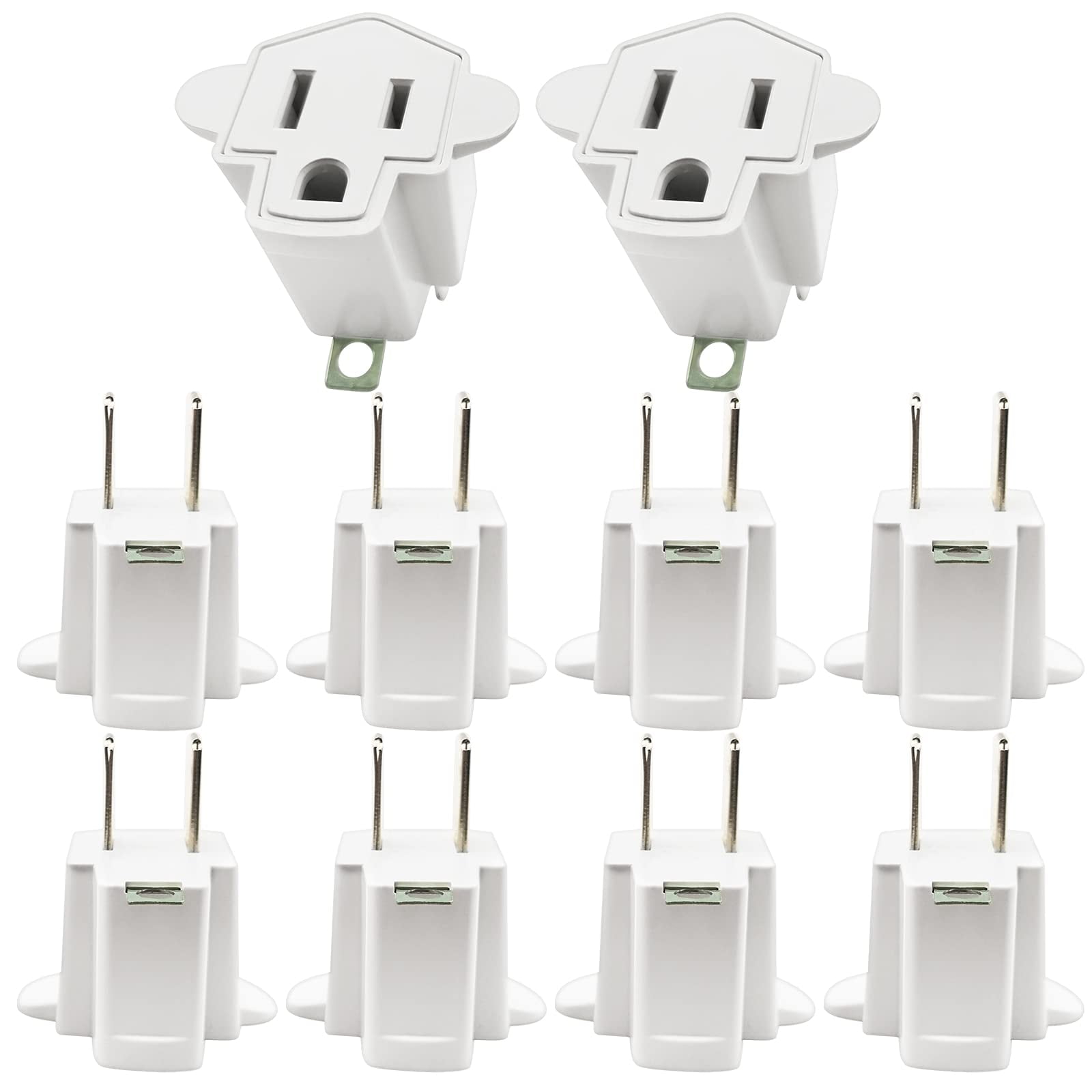 Producto: 3 Prong To 2 Prong Outlet Adapter,YOELVN 3 Prong Adapter Grounding Converter, Heavy Duty Portable Light Socket To Plug Adapter Wall Adapter For 3 Plug In,Ivory White,4 Pack 3 To 2 Outlet Adapter (Color: A-Ivory White)