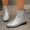 thumbnail image 3 of Mostsola Womens Fall Boots Sparkly Sequin Chunky Heel Ankle Boots Zip up Round Toe Dressy Booties, 3 of 4