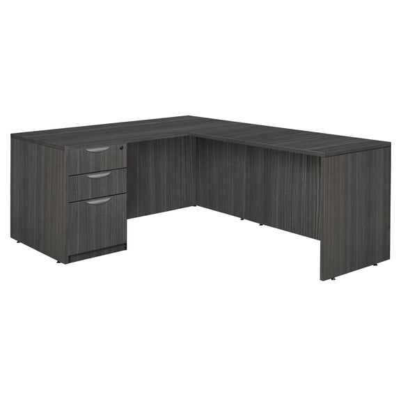 Regency Legacy 60 x 77 in. L Desk with Single Full Pedestal Drawer Unit- Ash Grey