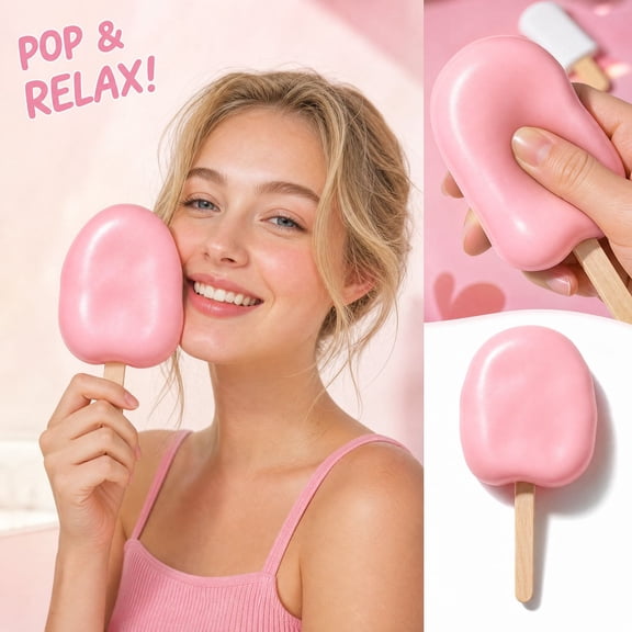 Crackable Ice Cream Popsicle Squishy Toy, Squeeze Fidget Toy, Stress Relief Decompression Toy for Kids Adults Party Gift