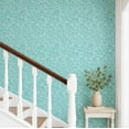thumbnail image 2 of S4Sassy Peel & Stick Vinyl Wallpaper, Hand-Painted Leaf Trail Pattern Wallpaper Contact Paper Waterproof - Turquoise, 25"x60", Removable Walls Covering for Dining Room, Entry Wall, Office, 2 of 9