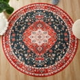 thumbnail image 6 of YJ.GWL Round Rugs Soft Vintage Circle Area Rug Low-Pile Floor Carpet for Living Room Bedroom Nursery Bathroom Kitchen Indoor,4Ft,Red, 6 of 7