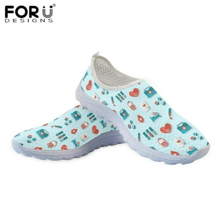 

FORUDESIGNS Cartoon Medical Pattern Women Slip On Sneakers Ladies Summer Flats Shoes Casual Footwear Super Light Loafers Shoe