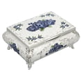 thumbnail image 3 of Trinket Box, Rectangular Vintage Jewelry Box  For Ladies Girls Silver White Blue Rose, 3 of 8