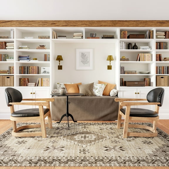 Rugs USA Clovebud Geometric Machine Washable Area Rug, 5' x 8', Clovebud Beige