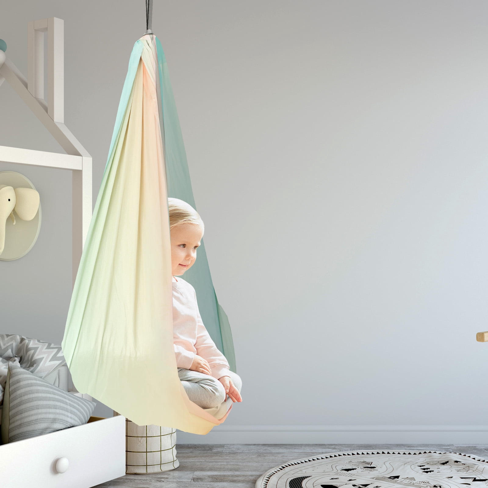 Sensory Swing Double Layer Kids Sensory Swing Holds up to 200 lbs Comfortable Indoor Sensory Swing Stretch Resistant Swing Hammock for Children Adults Indoor Outdoor Use