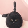 thumbnail image 2 of JIAERDI Lolita-Bolso de felpa con forma de gato para mujer, bolsa de mano suave, estilo Harajuku, Animal, Circular, Kawaii, negro, 2 of 5