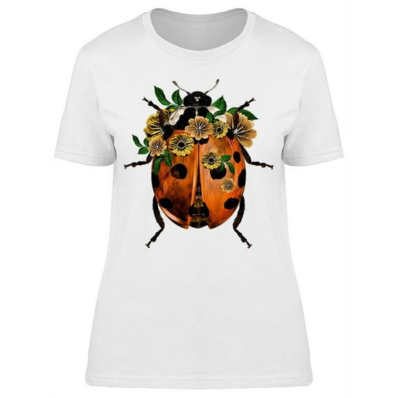 Realistic Ladybug With Flowers T-Shirt Women -Image by Shutterstock, Female x-Large
