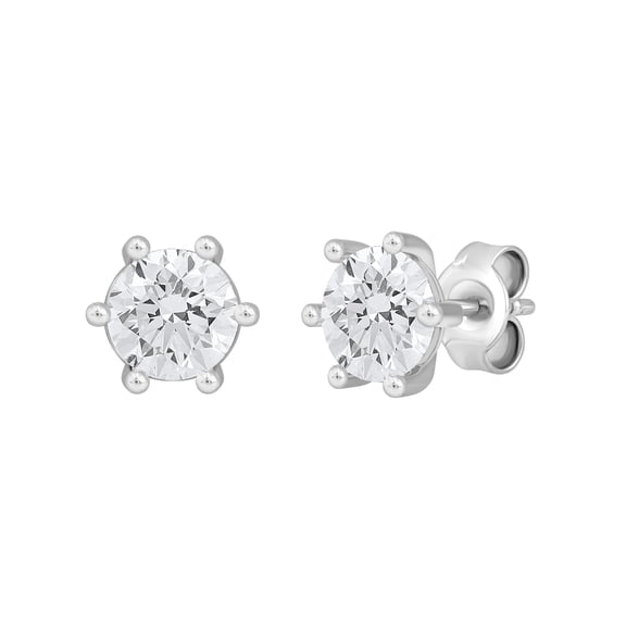 DewberryDiamonds Solid 14K White Gold 1 cttw Round Cut IGI Certified Lab Grown Diamond Solitaire Stud Earring For Women Men Unisex | Prong Set 6 Claw Diamond Stud Earrings
