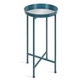 thumbnail image 2 of Kate and Laurel Celia Table d'Appoint Ronde en Métal Pliable avec Plateau, 14x14x25,75, Sarcelle/miroir, 2 of 4