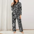 thumbnail image 2 of Pajama Sets for Women 2 Pcs, Modern gear Pattern Button Down Long Sleeve Sleepwear Lounge PJ Sets, 2 of 6