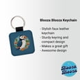 thumbnail image 2 of Puffin Bird Floral Flowers Faux Leather Square Keychain, 2 of 7