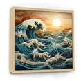 thumbnail image 2 of Designart "Vivid Woodcut Effect Capturing Ocean Charm IV" Ocean Floater Framed Wall Art Prints, 2 of 5