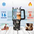 thumbnail image 4 of 40oz Space Sci-Fi Shower Stainless Steel Tumbler with Lid and Straw,Black and White Floral Modern Spill Proof Travel Cup Double Wall Vacuum Insulated Coffee Mug with Handle Black, 4 of 7