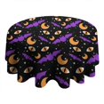 thumbnail image 4 of Halloween Bats Moons and Eyes Round Tablecloth 60"x60",Wrinkle Wipeable Table Cloth for Kitchen Dining Room Picnic Patio Party, 4 of 6