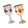 thumbnail image 2 of 2pcs Small Alloy White Wine Goblets Flower Pattern Cup Wine Cup for Party, 2 of 6