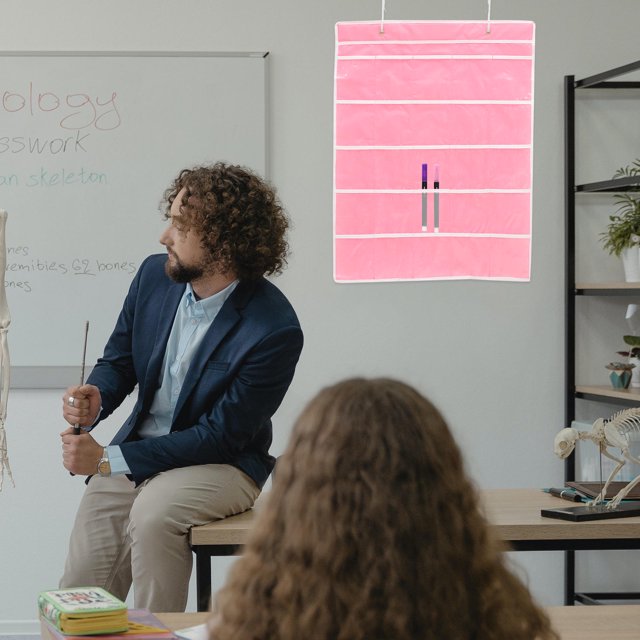 WHAMVOX Bolsa Organizadora Rosa Para Aula Con Bolsillos Grandes Y Material Duradero