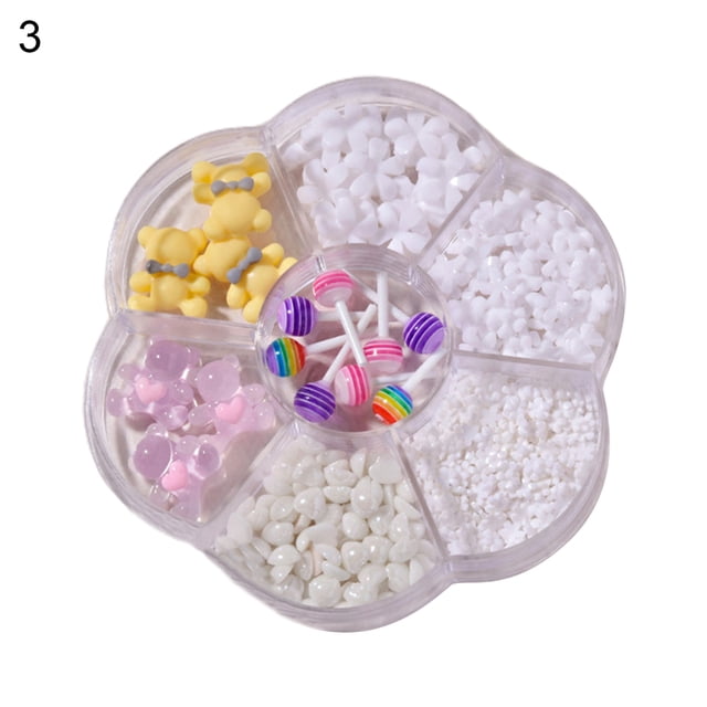 Flmtop 1 Box Nail Decorations Bow-knot Bears Faux Pearl DIY Crafts Creative Nail Art Rhinestones Jewelry for Nail Design
