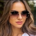 thumbnail image 2 of Vintage Square Sunglasses Large Frame with Trim Universal Fashion AC Lenses and Durable PC Frame Double Gray Flakes, 2 of 3