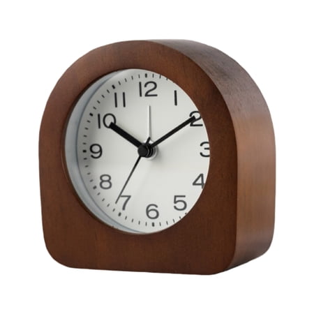 Quiet Wood Analog Alarm Clock with Soft Night Light and Snoozes for Bedsides