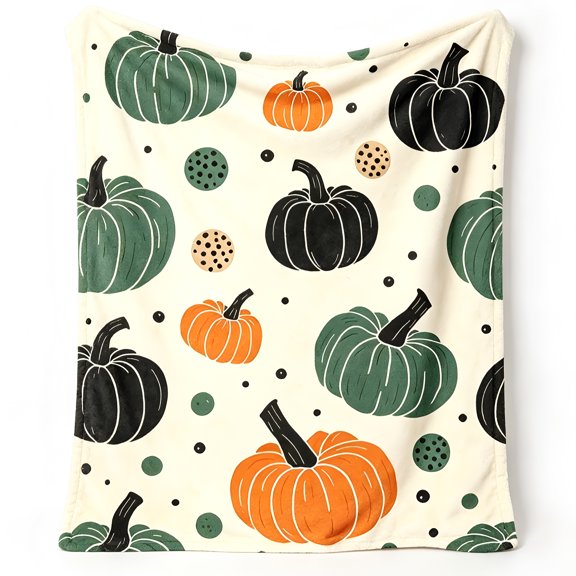 Retro Pumpkin Fall Throw Blanket for Couch, Soft Flannel Warm Cozy Decor Cover, Washable Blanket for Bedroom.