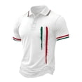 thumbnail image 4 of Mens Polo Men's Short Sleeve Button Front Polo Shirt Italian Flag Print Independence Day Casual Top Hidden Button Lightweight Breathable White L, 4 of 4