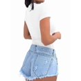 thumbnail image 4 of Womens Short Sleeve Deep V Neck Tops Shirts Fitted Cotton Summer Tshirt Tee White XL, 4 of 9