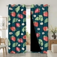 thumbnail image 2 of Fruit Pattern Design Black Blackout Curtains With Grommet, Red Strawberries Leaves Floral Drapes For Kids Girls Bedroom Living Room Decor 42"W x 63"L (Pack of 2), 2 of 6