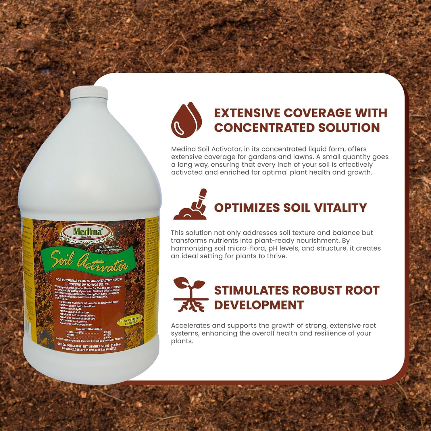 Medina Soil Activator Organic Liquid Soil Activator Fertilizer, 1 gal.
