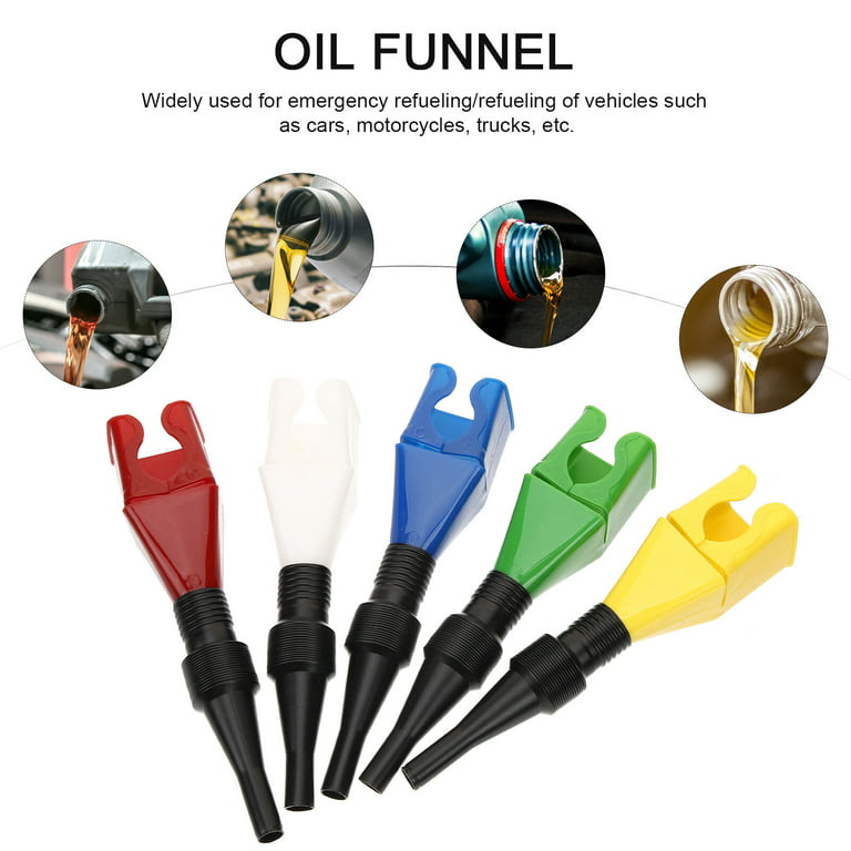 5pcs Gas Tank Funnels Oil Transmission Funnel Long Stem Fuel Funnel Car Fuel  Funnel 