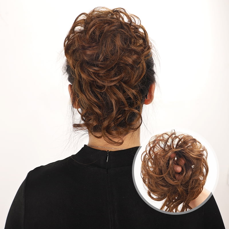 Messy Style Bun Hair Scrunchies Wig Easy to Wear Curly Hair Extension Bun  Messy Curly Fluffy Women Lady Daily Portable Convenient Fashionable Hair  Scrunchies Hair Extension Wig Hair Piece Light Brown -