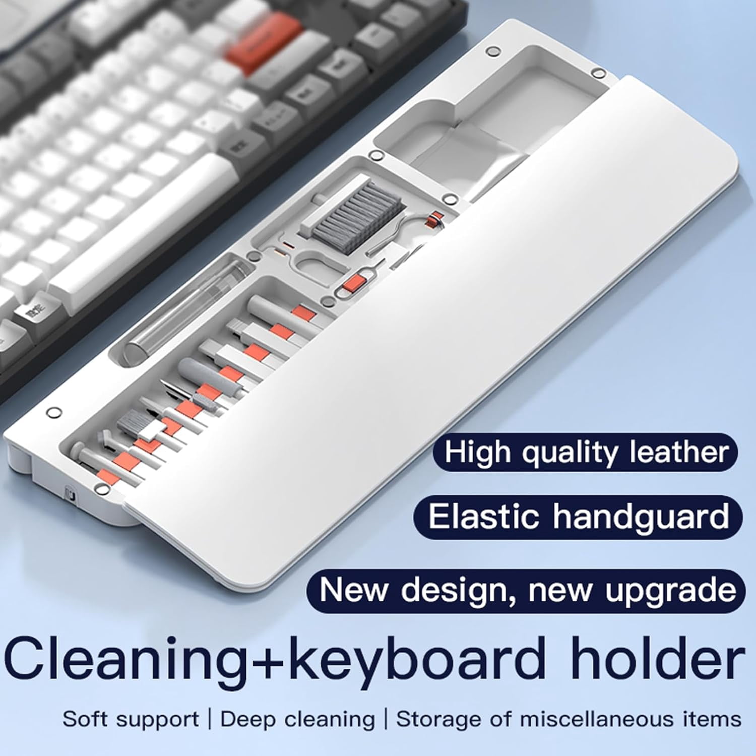 Keyboard Wrist Rest Pad with Cleaning Kit 22 in 1, Comfortable Ergonomic Wrist Support for Keyboard Typing Gaming Wrist Pad with Cleaner Kit Tool for Phone Earbuds Keyboard Cleaning
