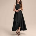 thumbnail image 2 of Mevxay Satin Flower Girl's Sleeveless Dress Elegant Irregular Hem Long Maxi Dress for Wedding Piano Performance Birthday Party Gown 4-14 Years Black, 2 of 6