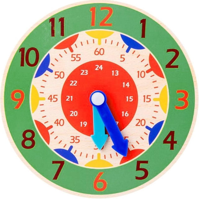 Lttoisl EduLearn Kids Wooden Learning Clock, Educational Time Telling Math Tool for Preschool & Elementary Students, Analog & Digital Concepts, Interactive Hour Minute 24-Hour Practice