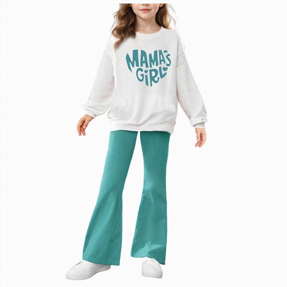 JUMEYU Girls Casual Outfits Set Girls Clothes Set Teen Fashion Outfits Sweapants Sweatshirt Leggings Size 13-14 (Mint Green,13-14 Years)