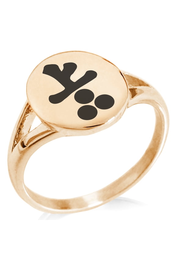 Stainless Steel Inoue Samurai Crest Minimalist Oval Top Polished Statement Signet Ring