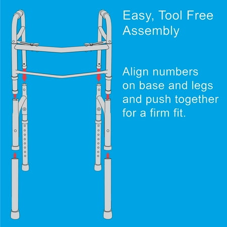 Carex Aluminium Folding Walker for Adults with Height Adjustable Legs, 300 lb Weight Capacity