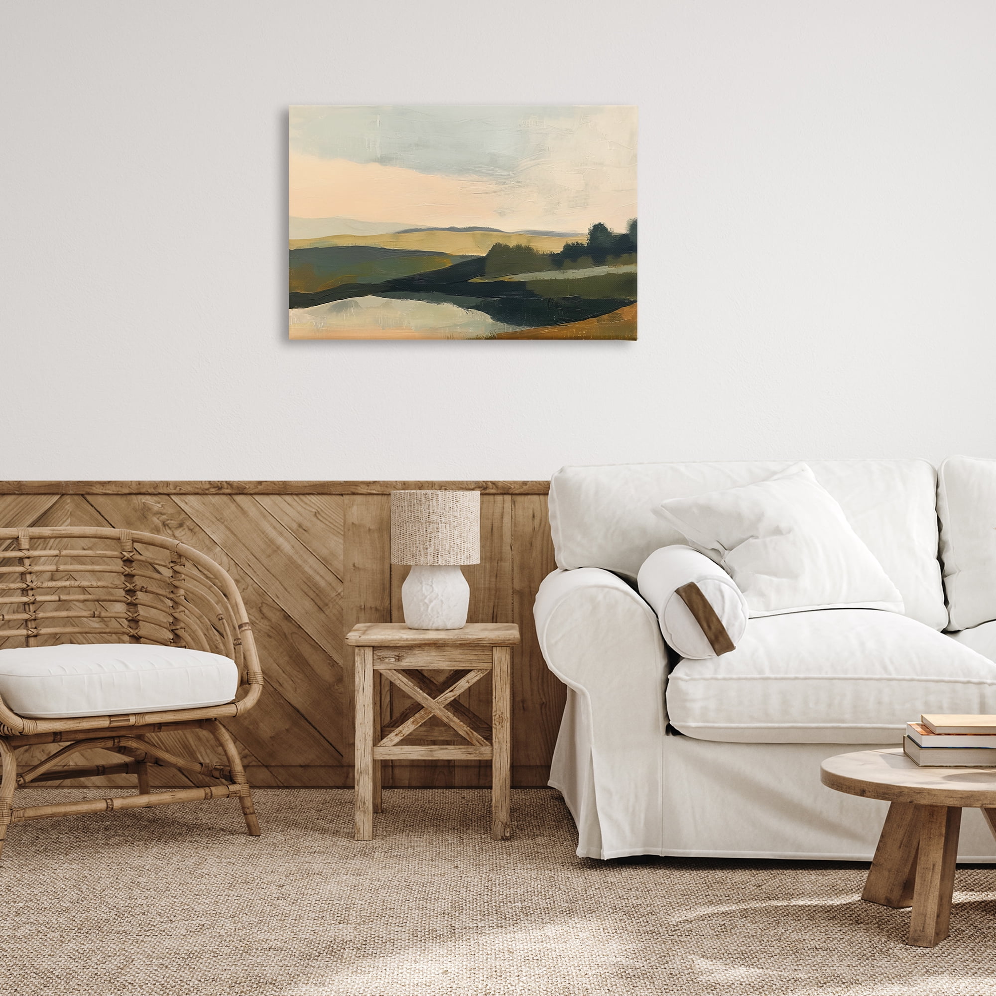 Stupell Industries Green Hills Painting Landscape & Nature Painting Wrapped Canvas Art Print Wall Art, 30 x 20
