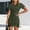 Green, variant on ZEHJUHAN Women's Solid Color Round Neck Short Sleeve with Cross Hem Ruffles Slim Fit Summer T-Shirt Dress Brown,S